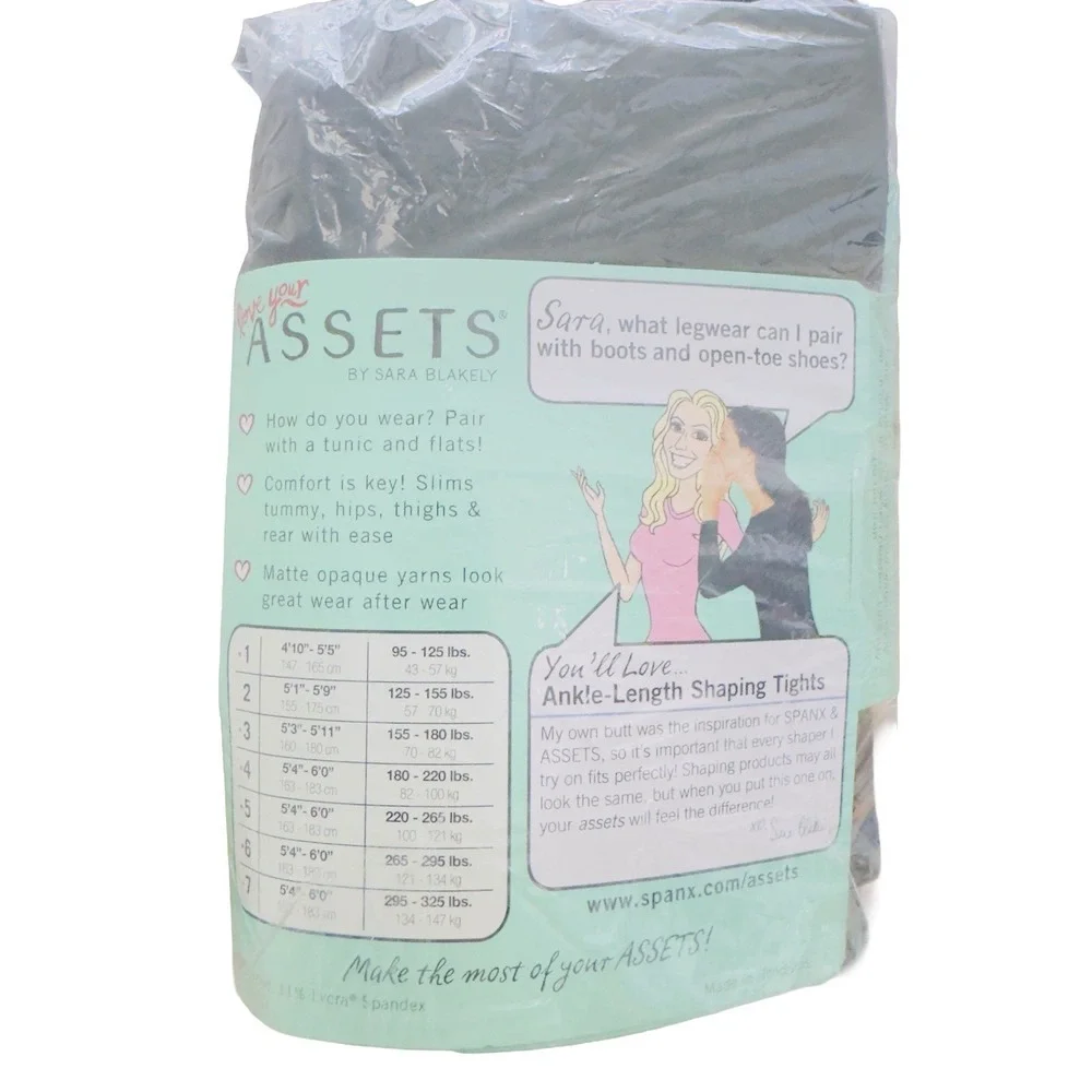 SPANX Assets Sara Blakely Ankle Length Shaping Tights Black Size 5 NIP